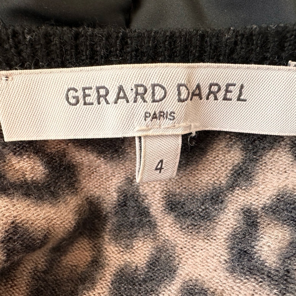 Gerard Darrel Paris 100% Merino Wool V-Neck Leopard Print Sweater - Picture 14 of 16